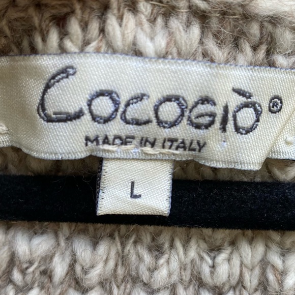 Cocogío Made in Italy Tan Acrylic Wool/Alpaca Knitted Open Front Cardigan - Picture 7 of 9